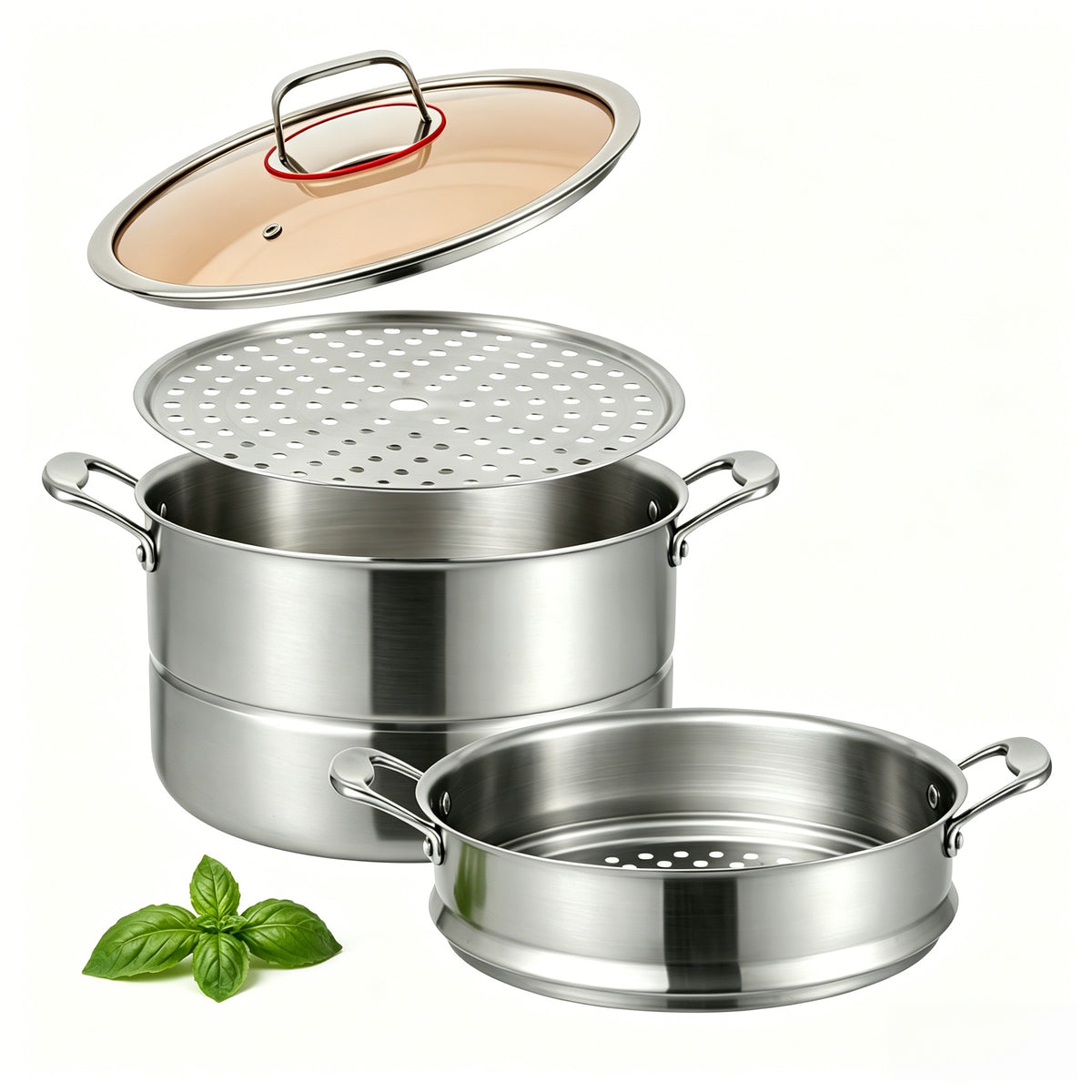 KANGXW 10 QT 2 tier stainless steel steamer pot with 2 stackable baskets